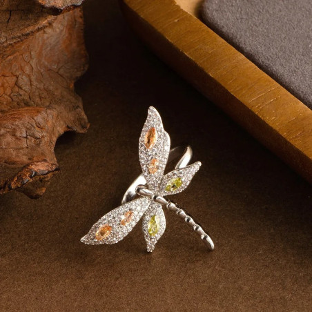 Ring Libelle & Schmetterling Silber 925 'Funkelnder Garten'