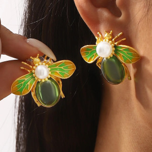 Bienenohrringe 'Königlich Funkelnd' - Eleganter Bienenschmuck