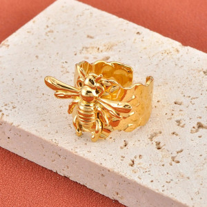 Goldener Bienenring für Damen | Verstellbar & aus Edelstahl