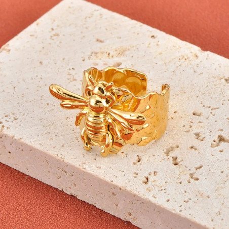Goldener Bienenring für Damen | Verstellbar & aus Edelstahl