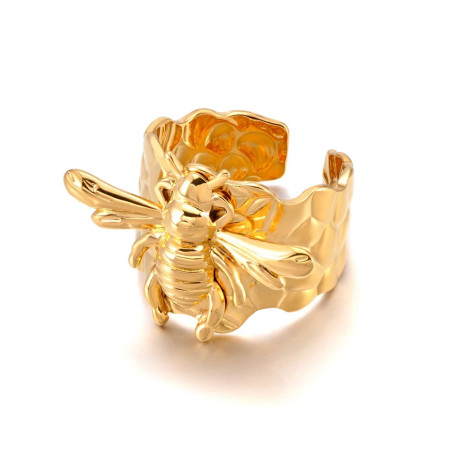 Goldener Bienenring für Damen | Verstellbar & aus Edelstahl