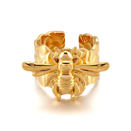 Goldener Bienenring für Damen | Verstellbar & aus Edelstahl