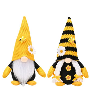 Bienenwichtel "Sonnenschein-Karo" | Süße Deko-Geschenkidee