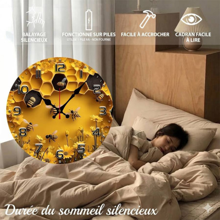 Bienen-Wanduhr "Königliche Geometrie" | Modernes Design