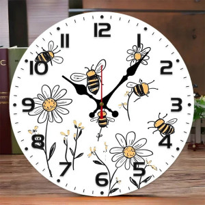Bienen-Wanduhr "Blütentraum" | Naturinspirierte Wanddeko