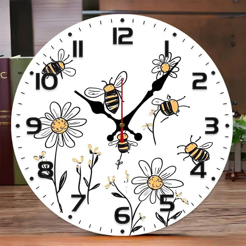 Bienen-Wanduhr "Blütentraum" | Naturinspirierte Wanddeko