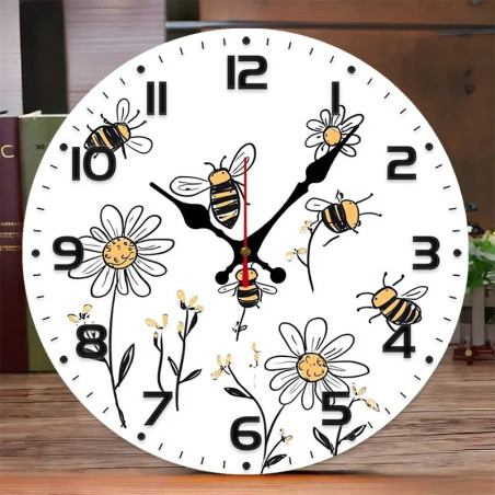 Bienen-Wanduhr "Blütentraum" | Naturinspirierte Wanddeko