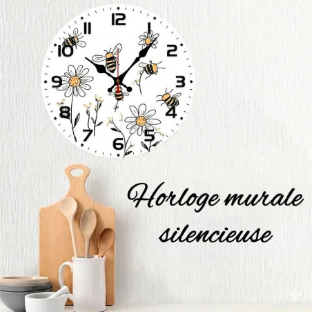 Bienen-Wanduhr "Blütentraum" | Naturinspirierte Wanddeko