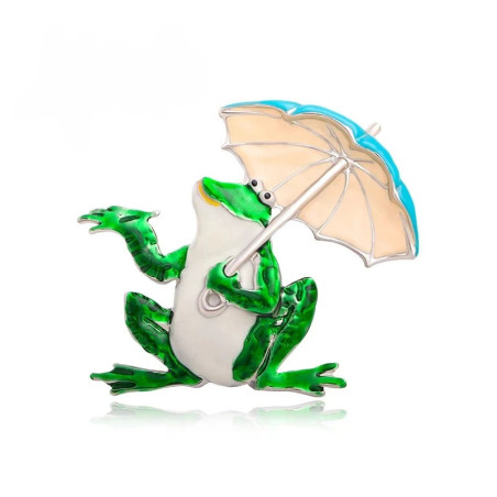 Frosch Brosche mit Regenschirm – Lustiger & Eleganter Schmuck