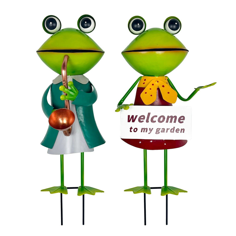 Froschfiguren Musiker-Duo - Lustige & Rhythmische Gartendeko