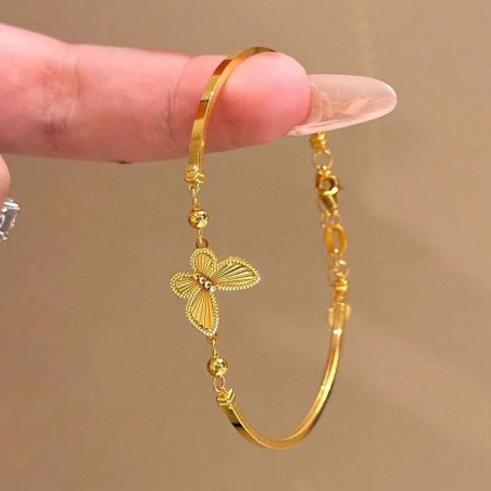 Verstellbares Schmetterlingsarmband „Goldener Glanz“