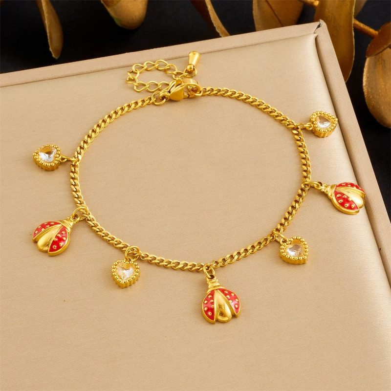 Marienkäferarmband Funkelnde Herzen
