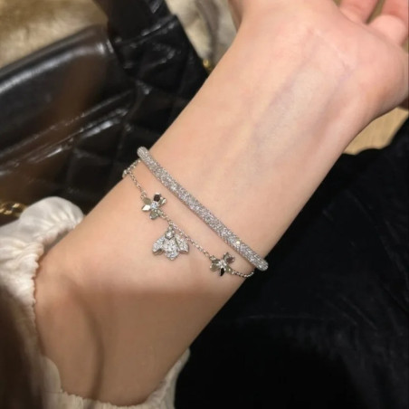 Getragenes Bienenarmband „Der Funkelnde Garten“ Silberfarben