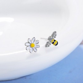 Boucles d'oreilles en forme d'abeille ailes en strass tournesol