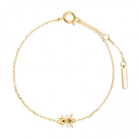 Bracelet en argent Sterling 925 avec chaîne en or clair et pierre en Zircon vue complète