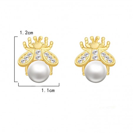 Boucles d'oreilles abeille avec perle blanche dimensions