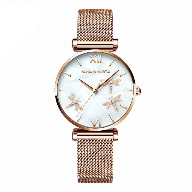 Montre à Quartz pour femme rose brqacelet metal rose