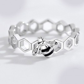 bague abeille motif cœur d'abeille en argent Sterling 925