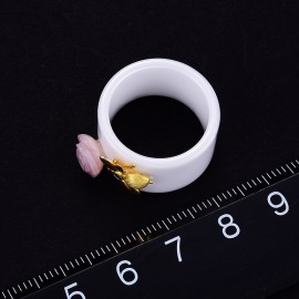 taille bague Abeille en céramique en argent Sterling 925 - bijou fin fait à la main avec jolie abeille en or 18K