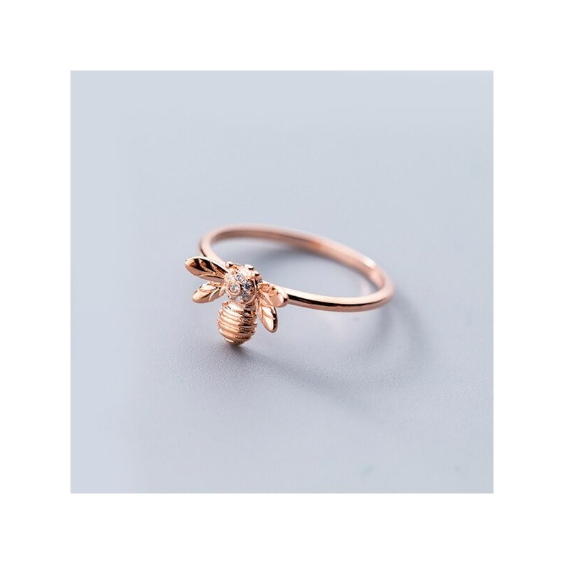 Feiner Bienenring aus 925 Sterling-Silber | Silber & Roségold