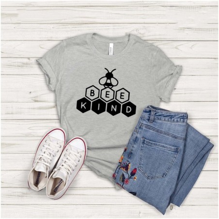 Bienen T-Shirt Damen | 'Bee Kind' Spruch & Waben-Design