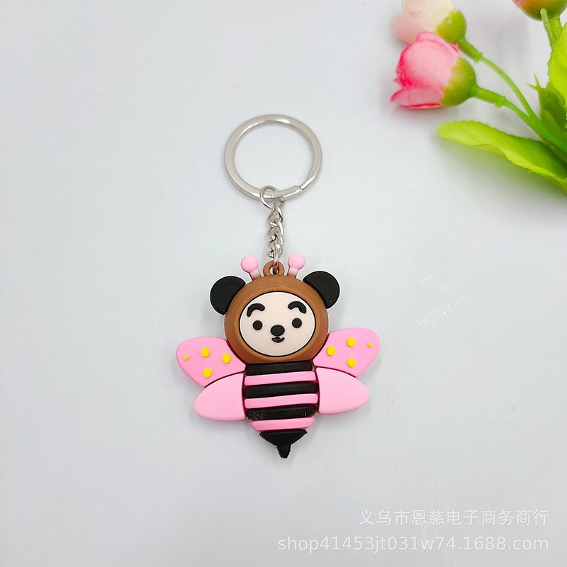 Porte-clés petite abeille mignone couleur rose