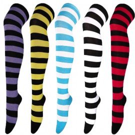 Chaussette abeille bas à rayures dessus genou - multiples couleurs