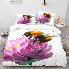 Ensemble de Literie Couette Abeille avec Abeille butinant une grande fleur