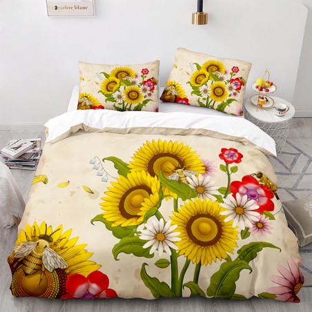 Bienen Bettwäsche-Set mit Sonnenblumen | Geschenkidee 220x240