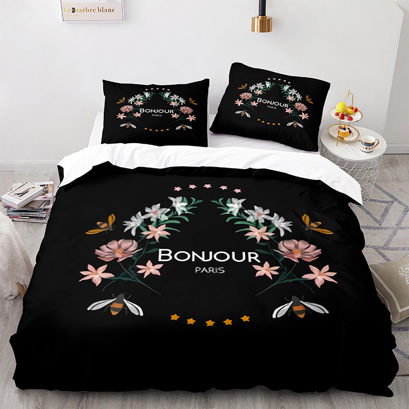 Ensemble de Literie Couette Abeille et Couronne de fleurs
