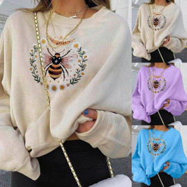 Bienen Sweatshirt für Damen | Süßer Pullover mit Blumen-Print