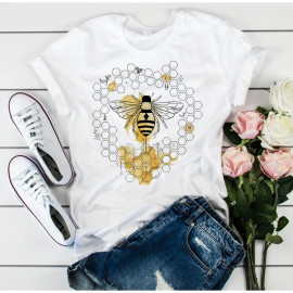 Bienen T-Shirt mit Honigwaben-Kreis für Damen | Süßes Geschenk