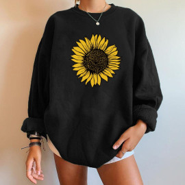 Magnifique Sweatshirt avec imprimé tournesol - couleur gris foncé