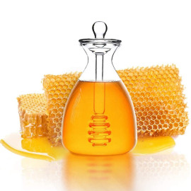 Transparentes Honigglas mit Löffel – Eleganz für Ihre Küche!