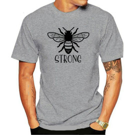 T-shirt en coton avec abeille Be Strong - couleur gris