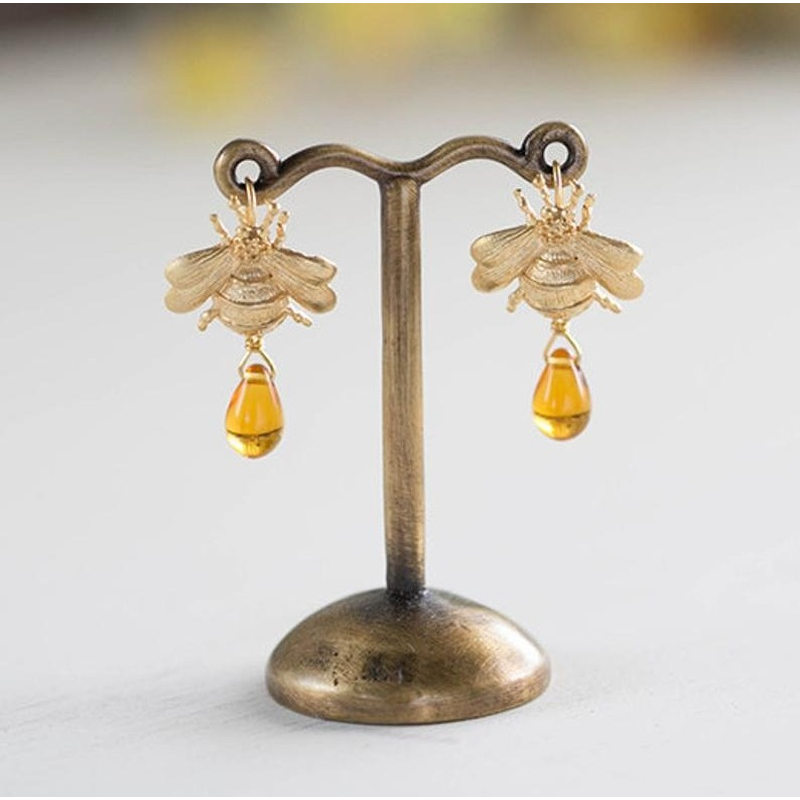 Süße Bienenohrringe mit Honigtropfen | Bienenschmuck Geschenk