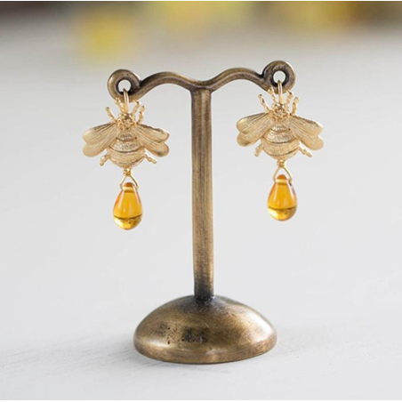 Süße Bienenohrringe mit Honigtropfen | Bienenschmuck Geschenk