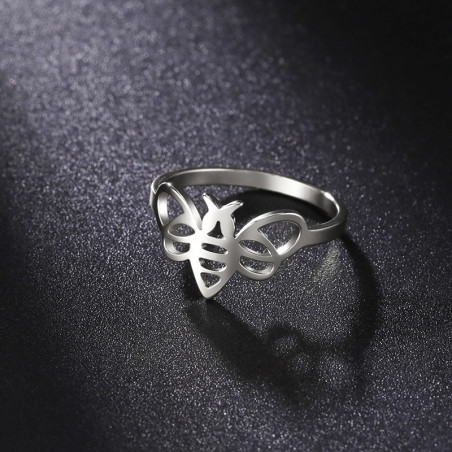 Bague abeille graphique - modèle argent