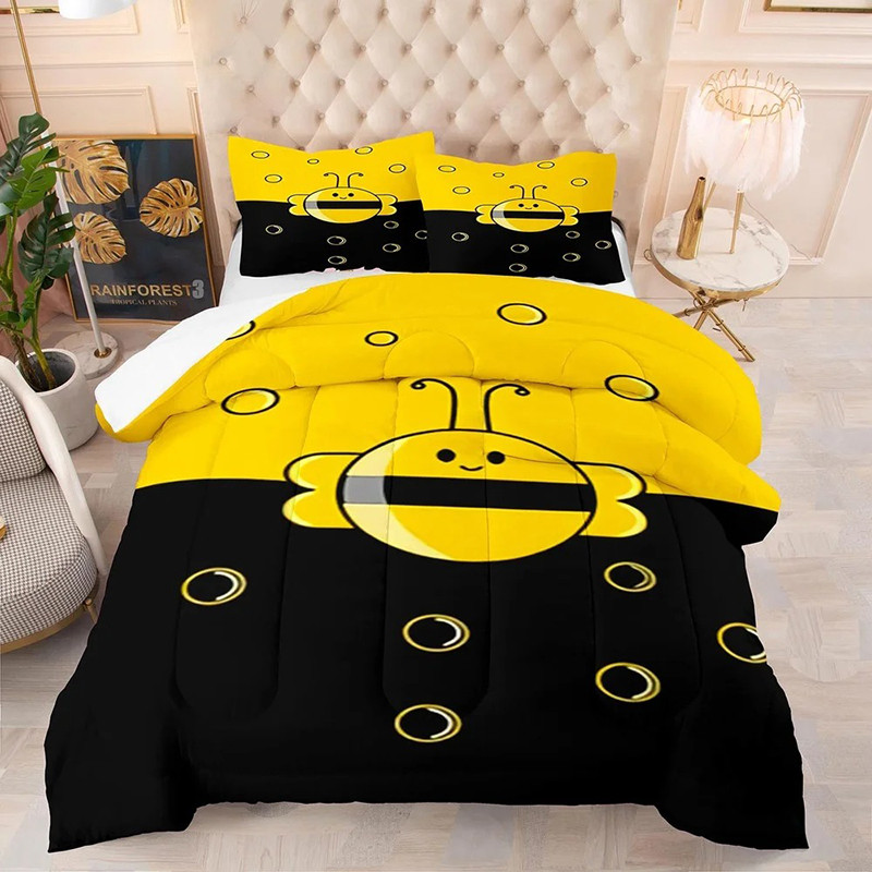 Bettwäsche-Set mit süßem Bienen-Motiv | Gelb & Schwarz