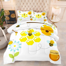 Süße Bienen Bettwäsche mit Honigtopf-Druck | Geschenkidee