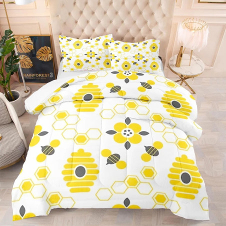 Bettwäsche-Set mit Bienen-Muster | Grafisches Design | 1001bees