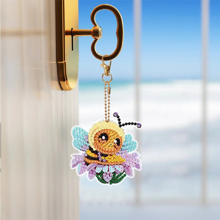 Lot de 5 porte-clés breloques abeilles DIY peinture diamant