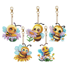 Détails lot de 5 porte-clés breloques abeilles DIY peinture diamant