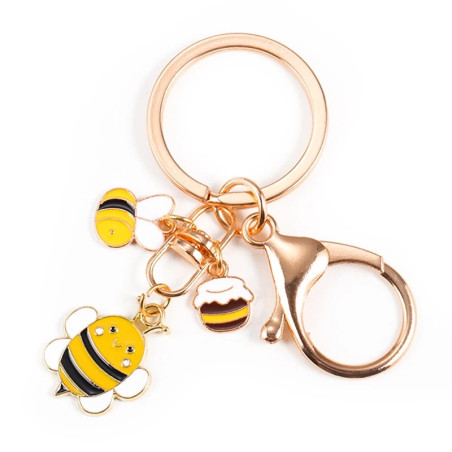 détails Porté-clé breloques abeilles et pot de miel