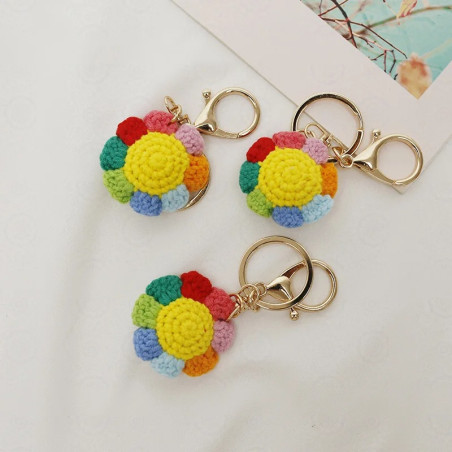 Porte-clé doudou marguerite multicolore vue arrière