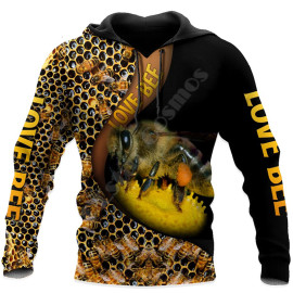 détails  Hoodie coupe motard abeilles en 3D