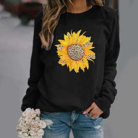 Sweatshirt tournesol léopard - couleur noir