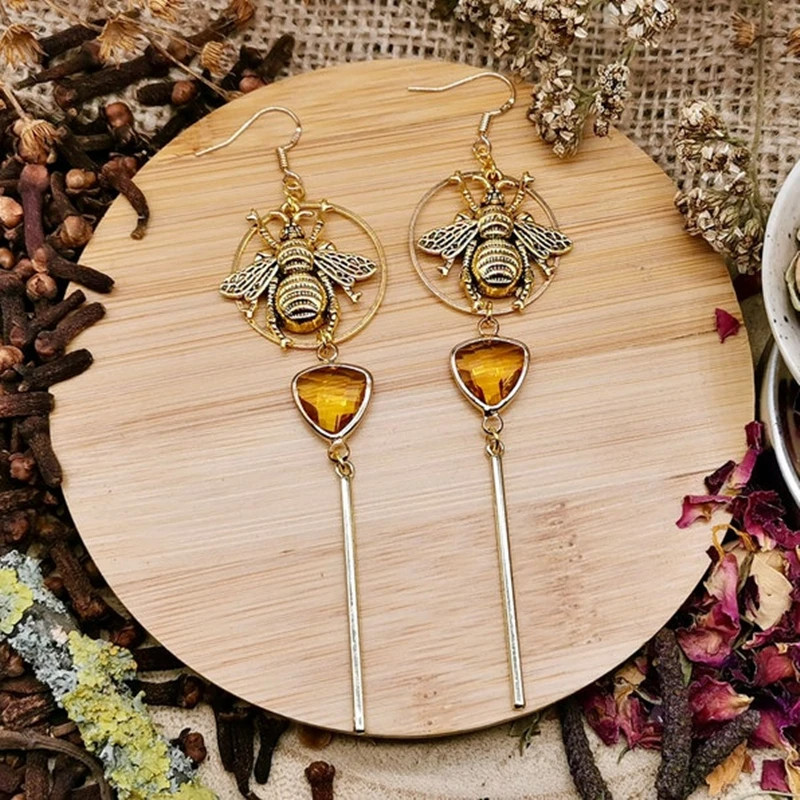 Longues boucles d'oreilles abeilles