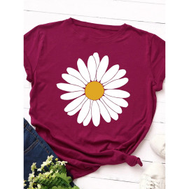 T-shirt marguerite franche - couleur burgundy