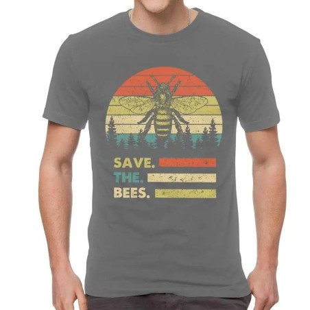 Bienen T-Shirt Save the Bees - Meliertes Grau